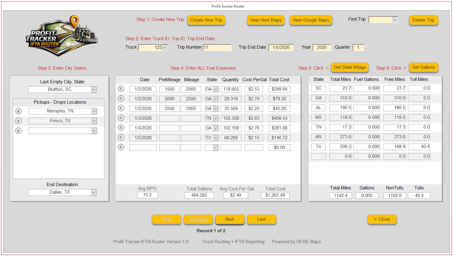 Profit Tracker IFTA Router